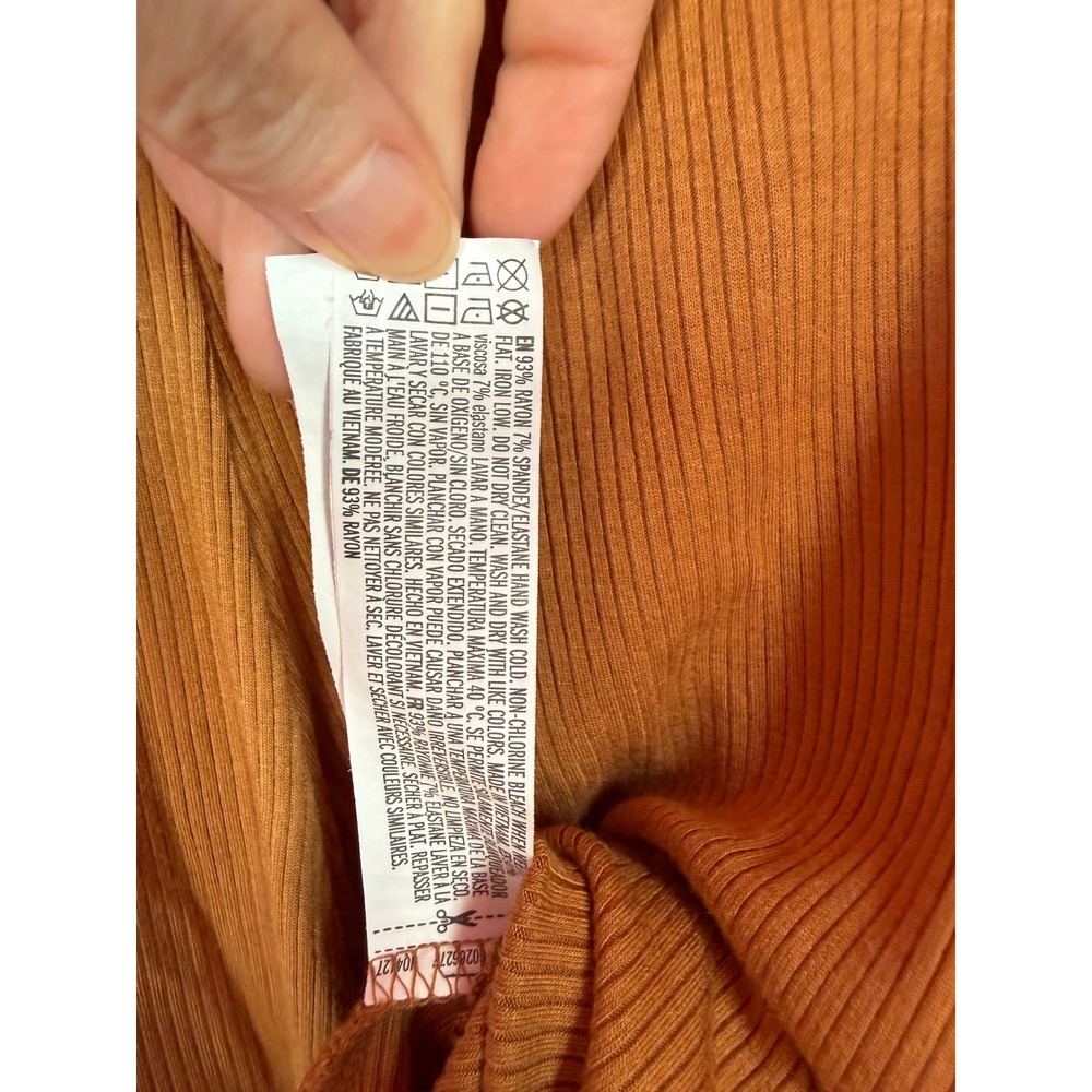 Forever 21 Rust Orange Ribbed Ruffle Mini Dress Large Adjustable Straps - Picture 4 of 4